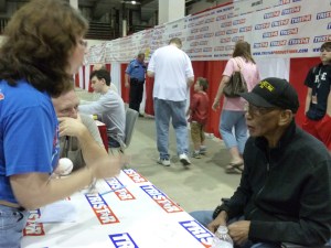 Check out the dude at the end of the table. He's crying.