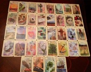 An example of the Grand Tableau using Britta's Lenormand, copyright Britta Kienle.