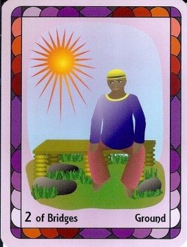 2 of Bridges, from The Radiant Wisdom Tarot.