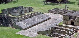 The ball court at the Classic Maya site of Copan.
