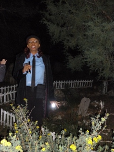 LaToya, our tour guide in the Pet Cemetery at the Stanley Hotel.