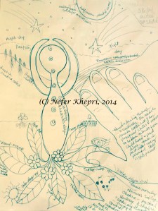 Sketch of Raechel's Soul Portrait. Copyright Nefer Khepri, 2014.