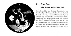 The Fool page from The Gorgon's Tarot guidebook.
