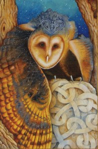 Celtic Owl, The Chrysalis Tarot, copyright Holly Sierra & US Games Inc, 2014.