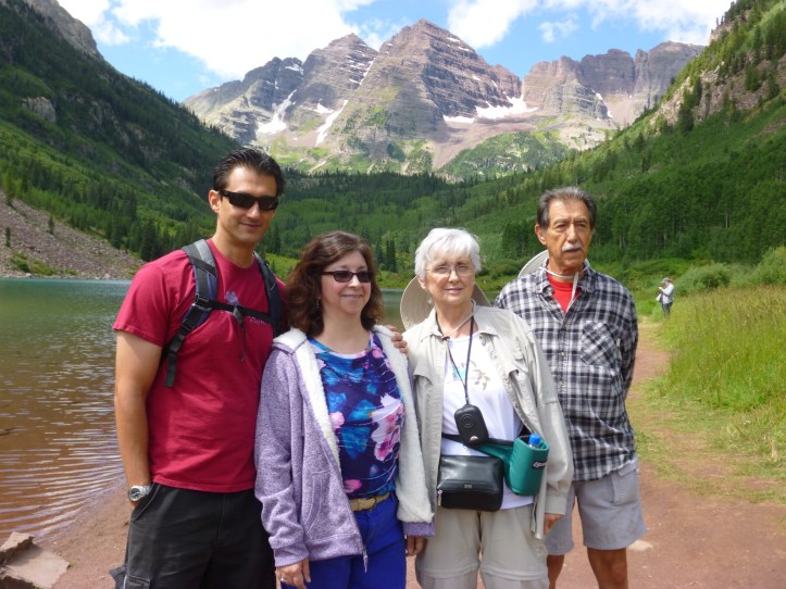 My uncle Gilbert, his wife Myra & my cousin Damon & I at the Maroon Bells, Colorado. 2015.