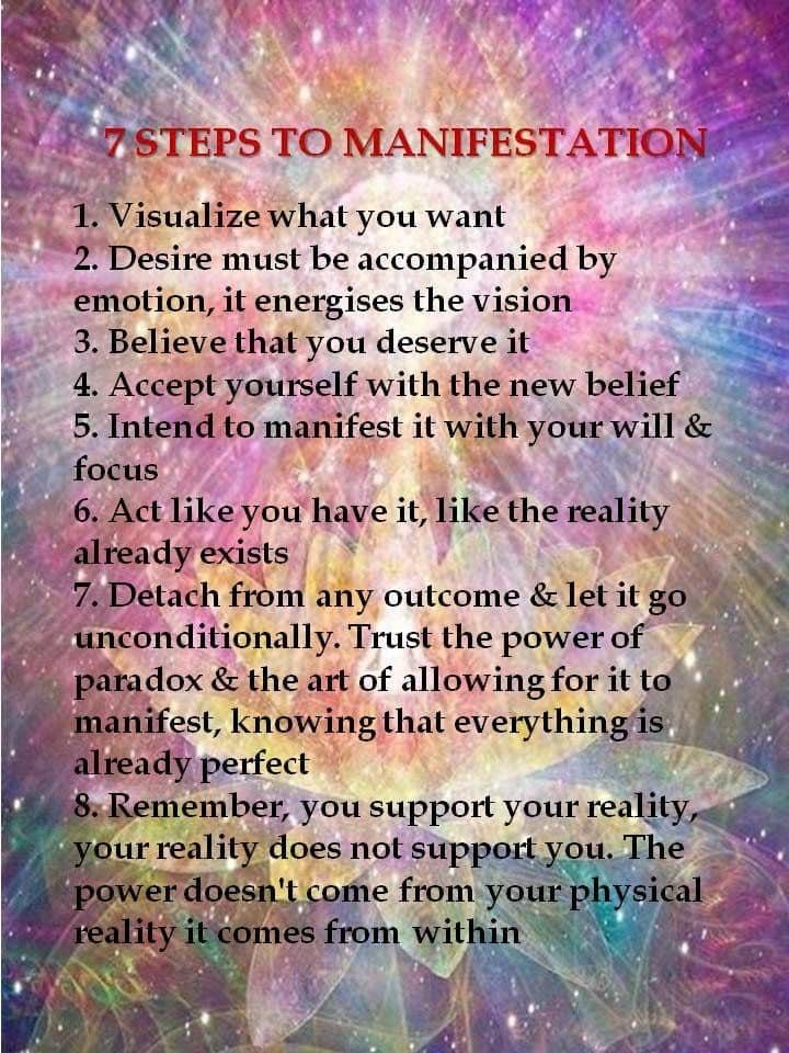 7 Steps to Manifestation. For Spells (Enchantments), Card Readings & Visionary Art visit Magickal-Musings.com
