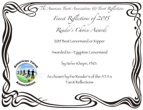 American Tarot Association &amp; Tarot Reflections Best Lenormand Deck of 2015: The Egyptian Lenormand by Nefer Khepri, PhD.