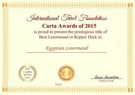 International Tarot Foundation Carta Awards of 2015 Best Lenormand Deck: The Egyptian Lenormand by Dr. Nefer Khepri
